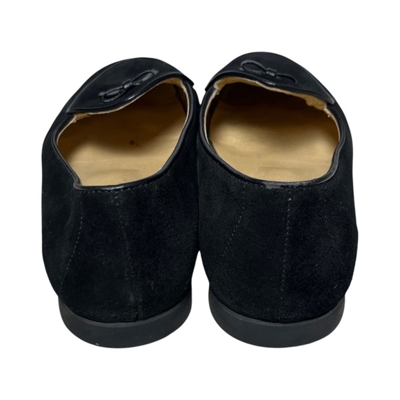 Journey West Suede Slip-on Belgian Loafers Shoes Size 8.5M Black Bow - Picture 6 of 13